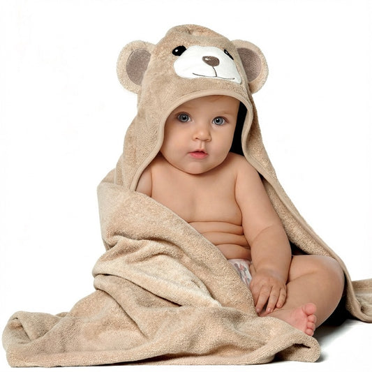Cream Bear hooded towel