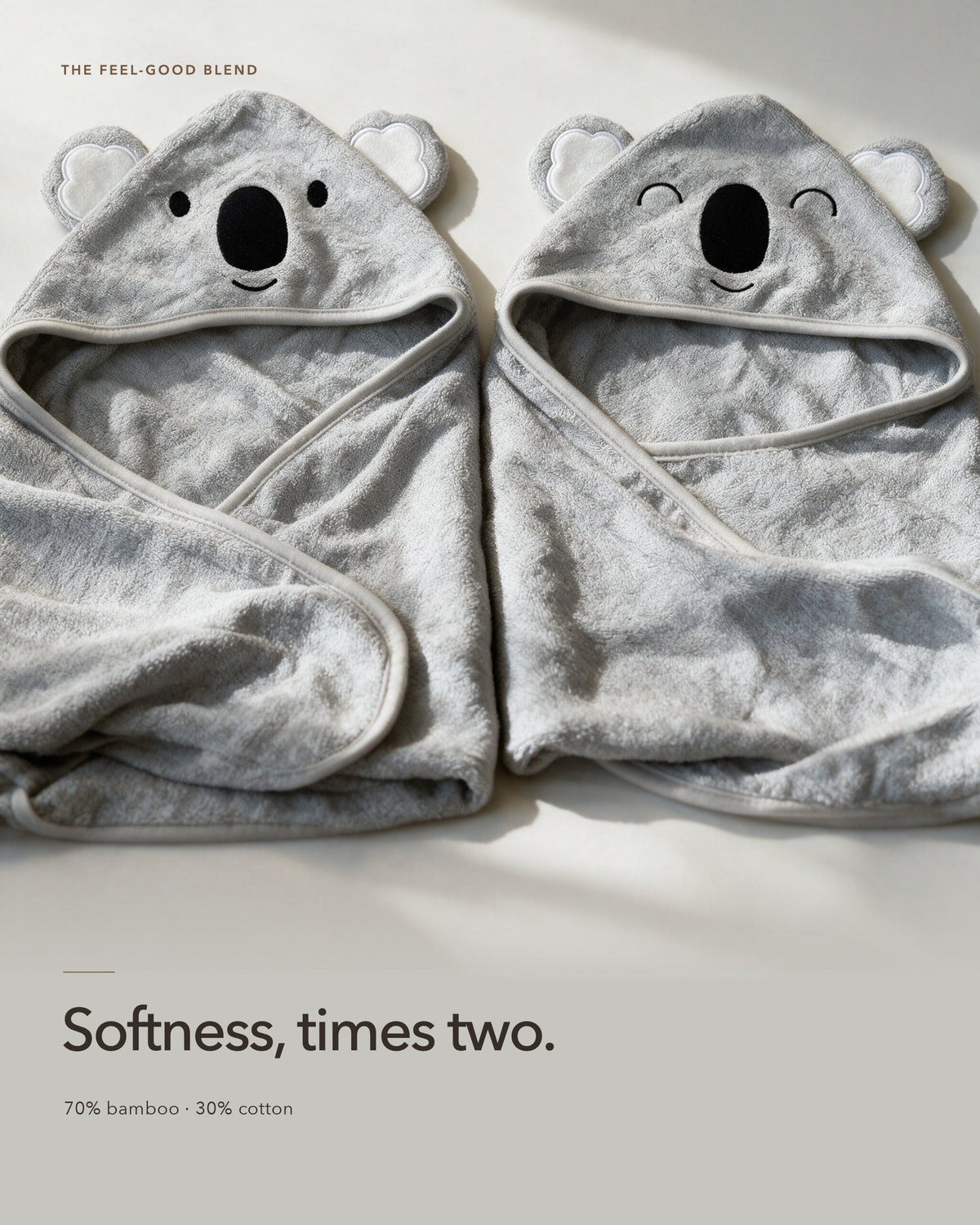 Softness, times two – 70% bamboo and 30% cotton terry
