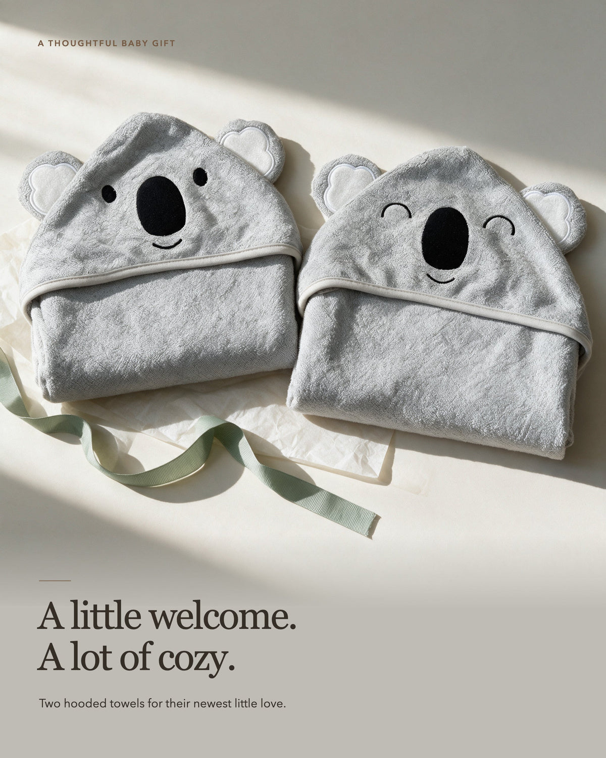 A thoughtful baby gift – two hooded towels