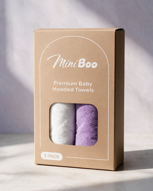 2-Pack Little Bear + The Bunny hooded towels in the MiniBoo box