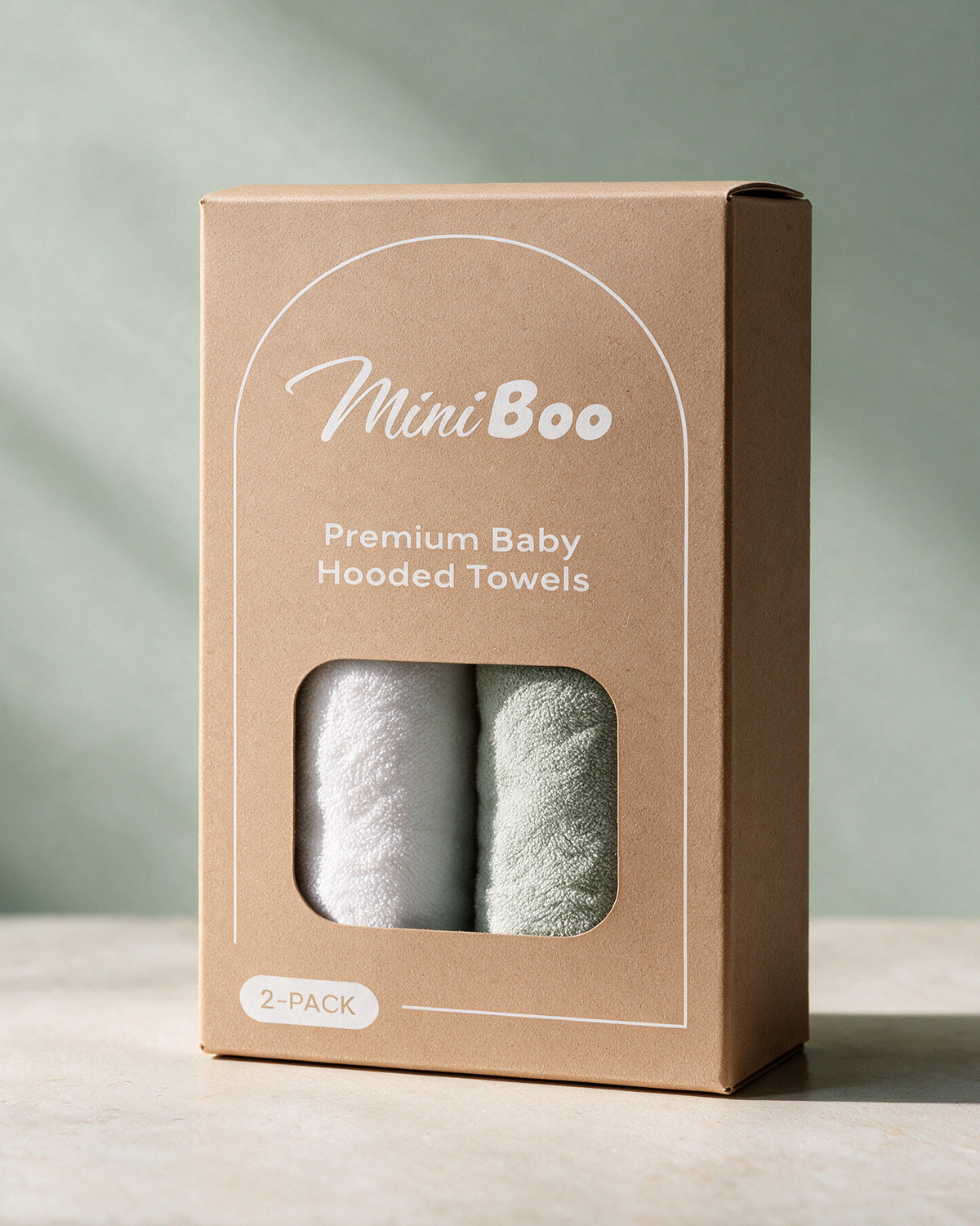 2-Pack Little Bear + The Raccoon hooded towels in the MiniBoo box