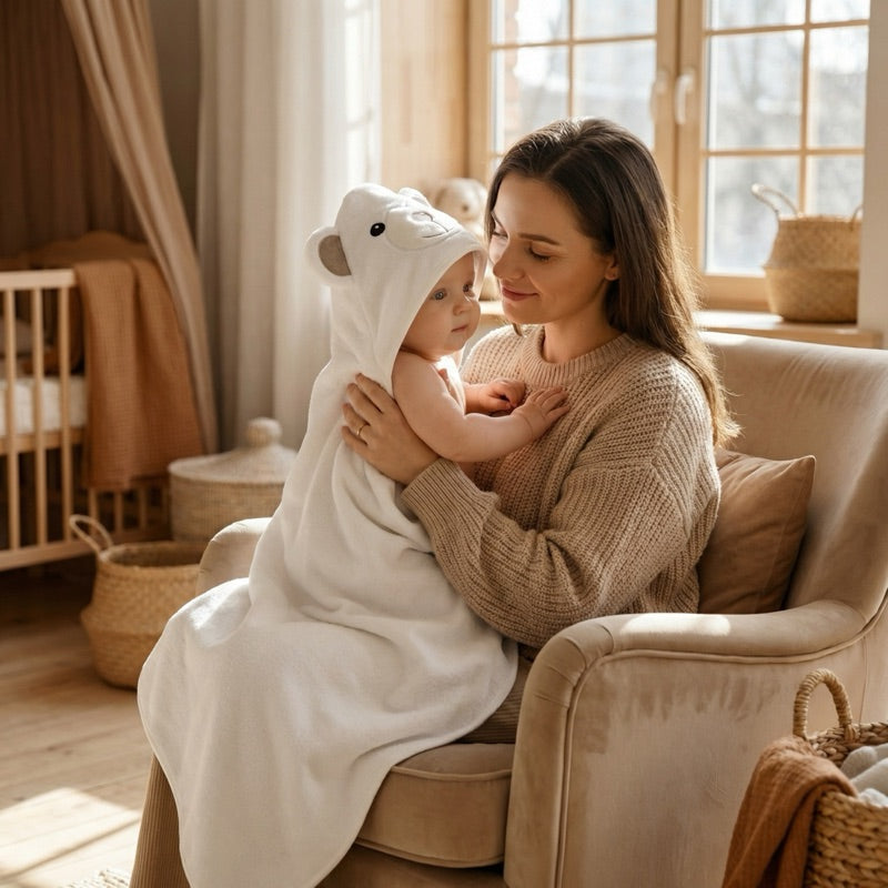 A soft MiniBoo bath-time moment