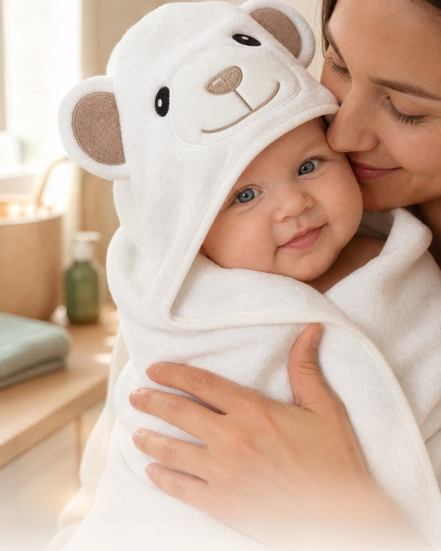 A soft MiniBoo bath-time moment
