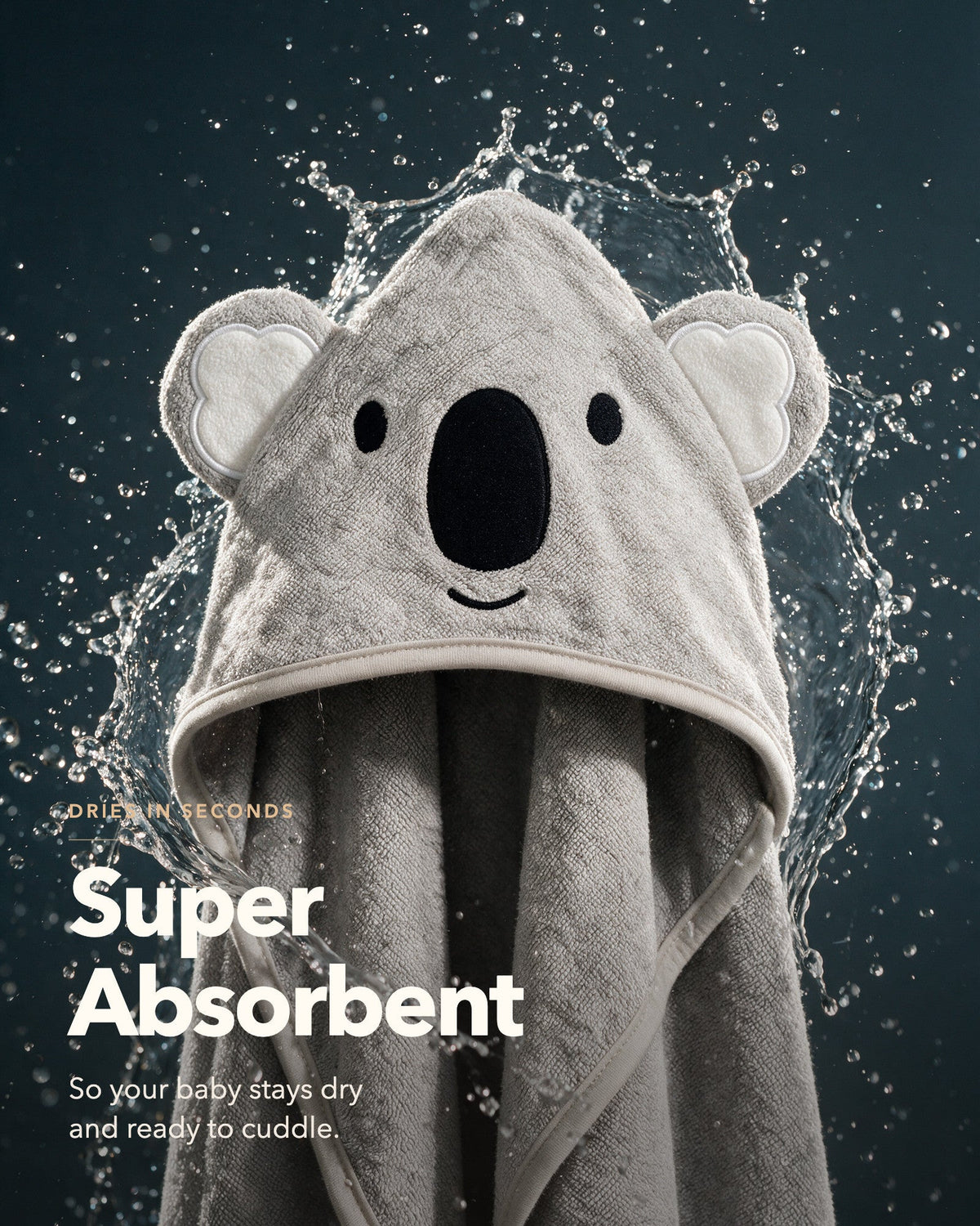 Super absorbent – The Koala hooded towel